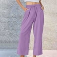 thumbnail image 1 of Wide Leg Pants Woman, Pure Cotton and Baggy Elastic with Pockets, 1 of 9