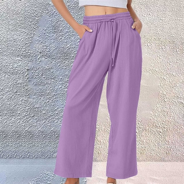 Wide Leg Pants Woman, Pure Cotton and Baggy Elastic with Pockets