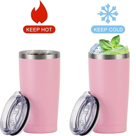 

Stainless Steel Tumbler 20oz - Vacuum Insulated Tumbler Coffee Cup Double Wall Large Travel Mug with Lid Straw Brush (Pink 20oz-1 Pack)