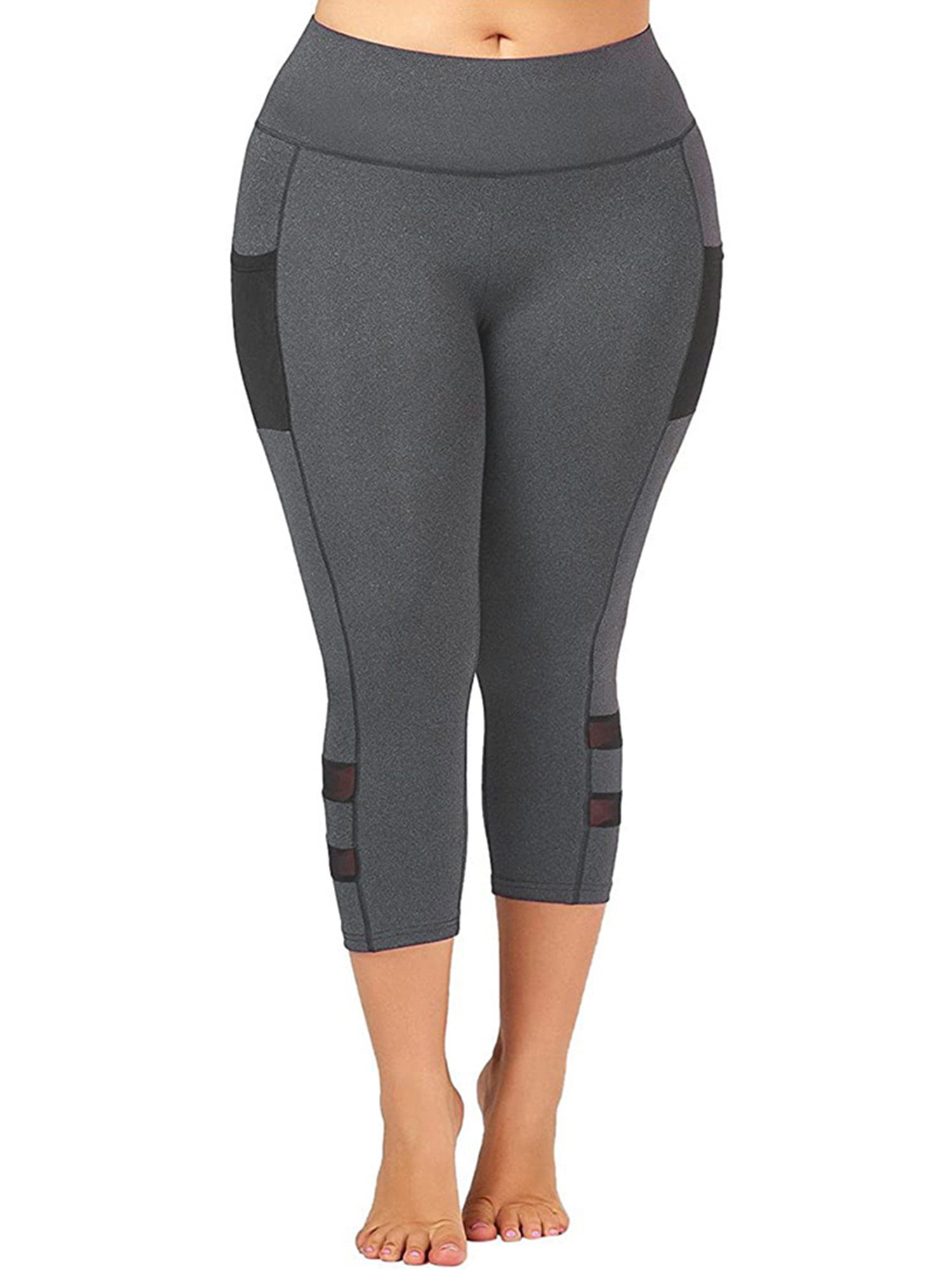 Vitmona Women's Yoga Pants Plus Size Solid Color Skinny Cropped ...
