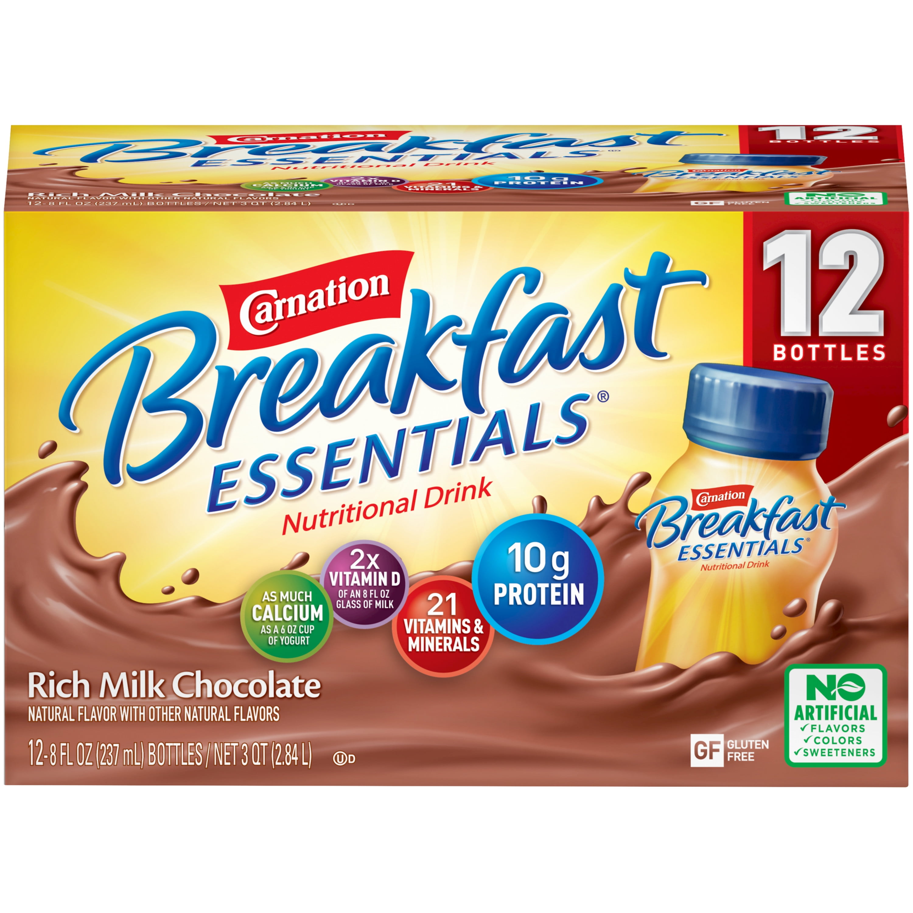 CARNATION BREAKFAST ESSENTIALS Rich Milk Chocolate 128 fl. oz. Bottles