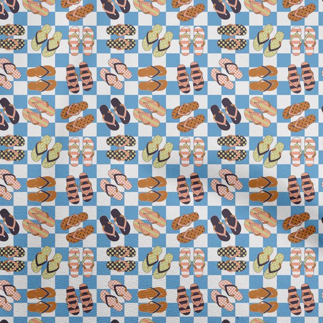 oneOone Velvet Light Blue Fabric Beach Slipper Sewing Craft Projects Fabric Prints By Yard 58 Inch Wide