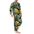 thumbnail image 3 of Bingfone Men'S Pajama Set 2 Piece Loungewear Pjs, Long Sleeve With Pajama Pants-Citrus Fruits Elegant Lemons, 3 of 9