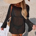 thumbnail image 5 of CIENVNSTG Long Sleeve Hollow Out Solid Crochet Knitted Tunic Beach Cover Up Cover-ups Beach Dress Female Beach Wear Beachwear Black S, 5 of 5