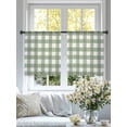 thumbnail image 3 of Sage Green Sheer Curtains 45 inches Long 2 Panels Set Buffalo Plaid Tiers Sheers Rod Pocket Small Window Short Curtains for Kitchen Cafe, Each 52" W x 45" L, 3 of 7