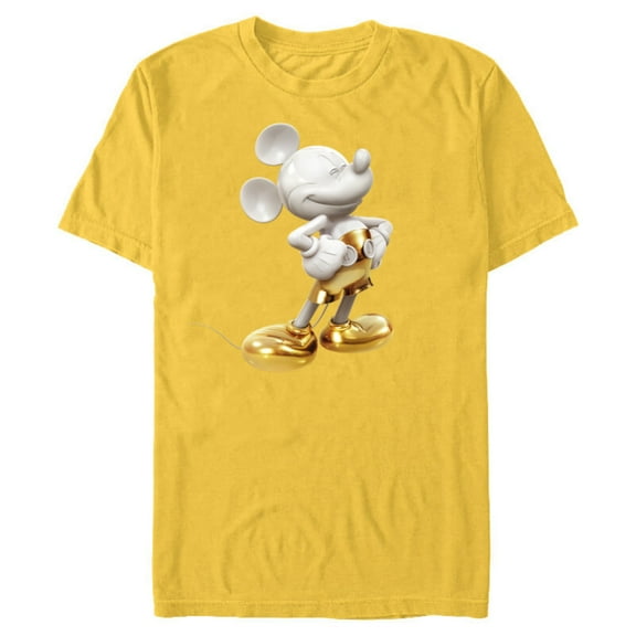 Disney Gold Mickey Mouse Pose - Short Sleeve Blended T-Shirt for Adults -Customized-Yellow