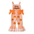 thumbnail image 5 of Gunia Baby Girls Halloween Outfit Embroidered Suspenders Plaid Bowknot Lace Flared Long Pants Autumn Jumpsuit Romper Outfits Orange 12-18 Months, 5 of 9