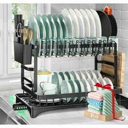 2 Tier Dish Rack With Draining Pan Adjustable Length Cutting Board Holder Stainless Steel Walmart