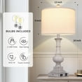 thumbnail image 3 of 26" Farmhouse Lamp with 2 USB Ports & AC Outlet, Vintage Rustic Touch Control Bedside Lamp, Resin 3-Way Dimmable Nightstand Lamp Fabric Shade for Living Room Bedroom Decor Gray(LED Bulb Included), 3 of 18