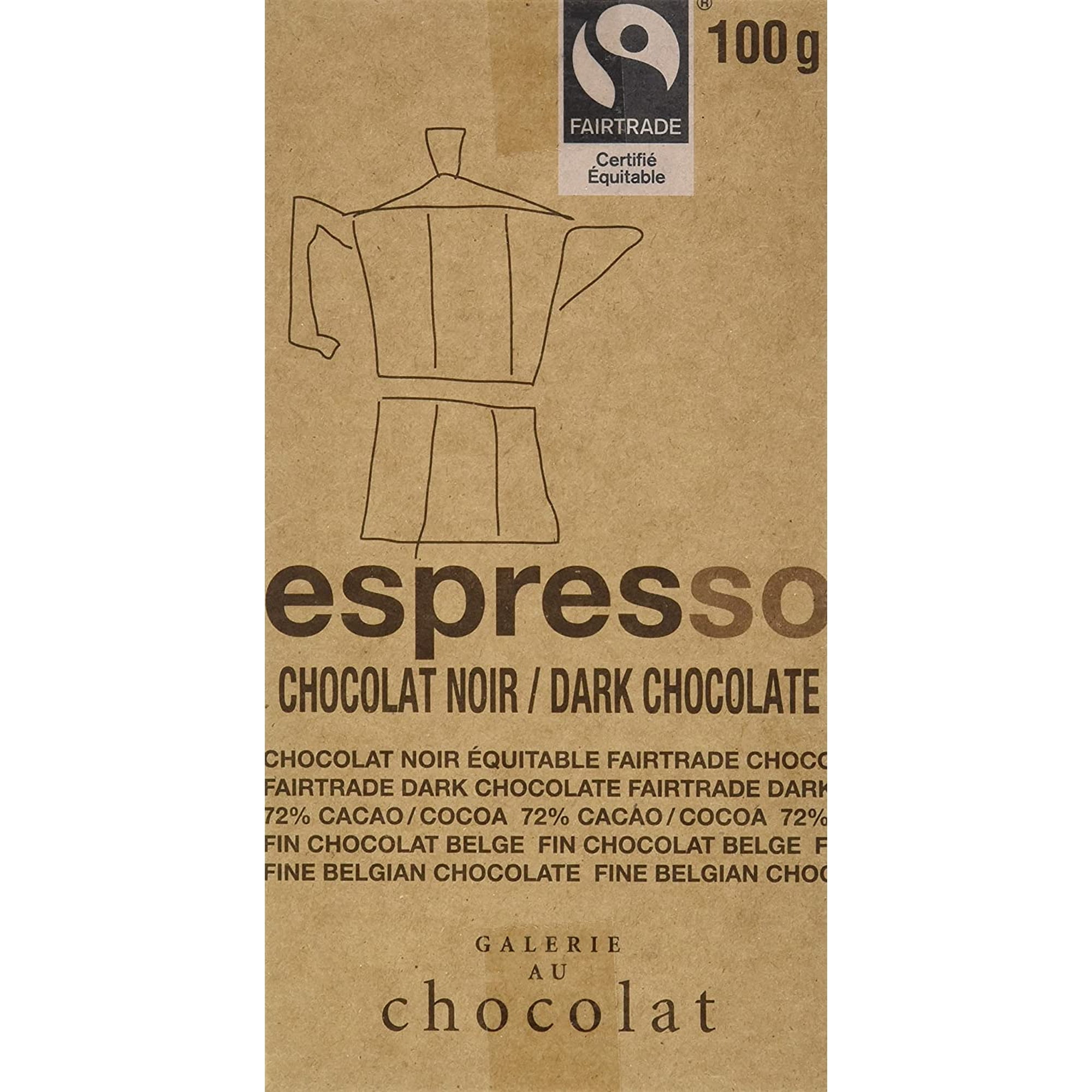 Jelina's 72% Dark Chocolate Bar, Espresso, 3.35 Ounce (Pack of 8)