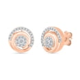 thumbnail image 2 of DGOLD 10kt Rose Gold Round White Diamond Cluster Stud Earrings for Women (1/6 cttw), 2 of 4