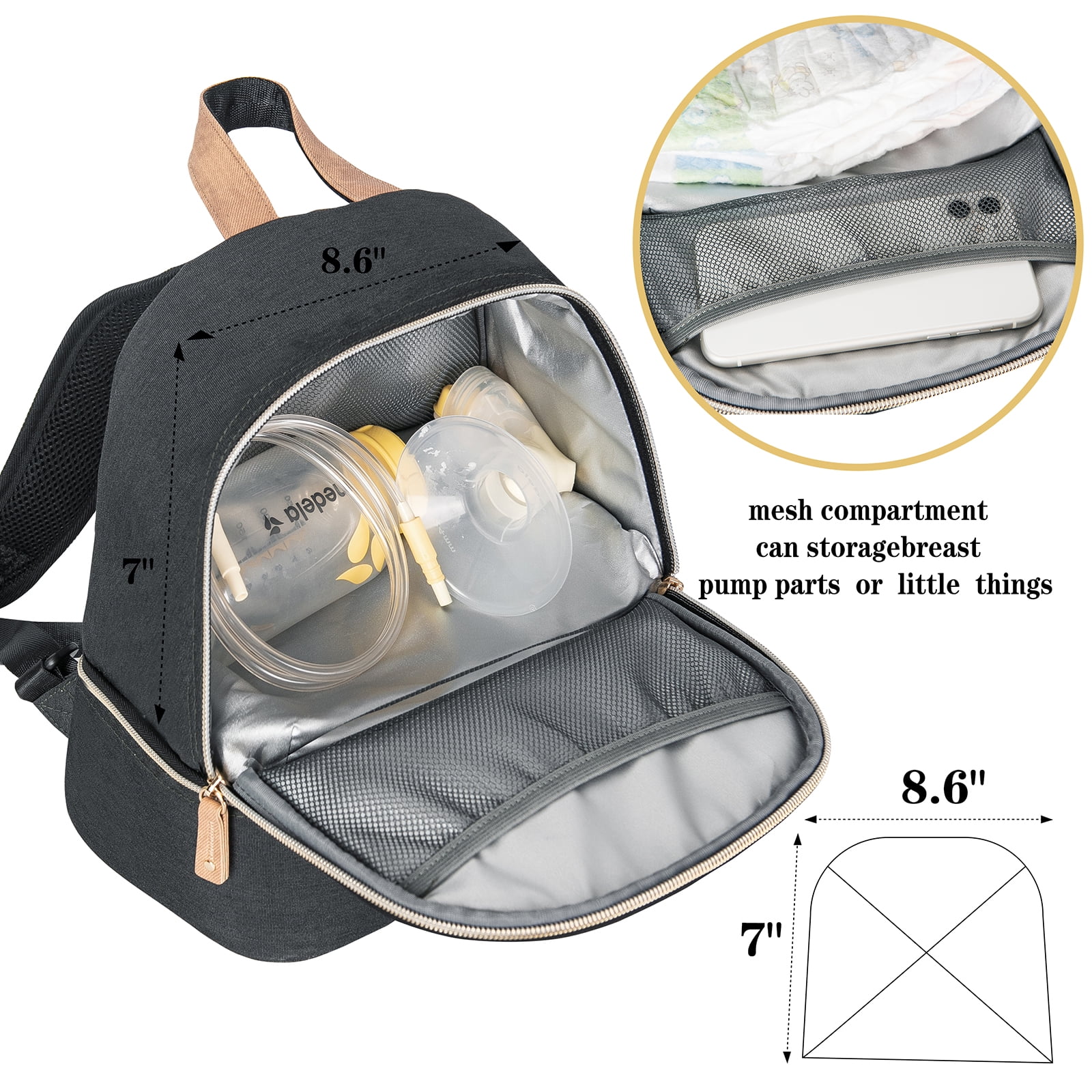 Breast Pump Bag Backpack - Cooler and Moistureproof Bag Double Layer for Mother Baby Bottle Breast Milk Pump Outdoor Working Backpack