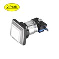 thumbnail image 1 of Botón de empuje para juegos 34x34 cuadrado 12V interruptor de botón iluminado LED con microswitch para arcade video blanco 2 piezas, 1 of 5
