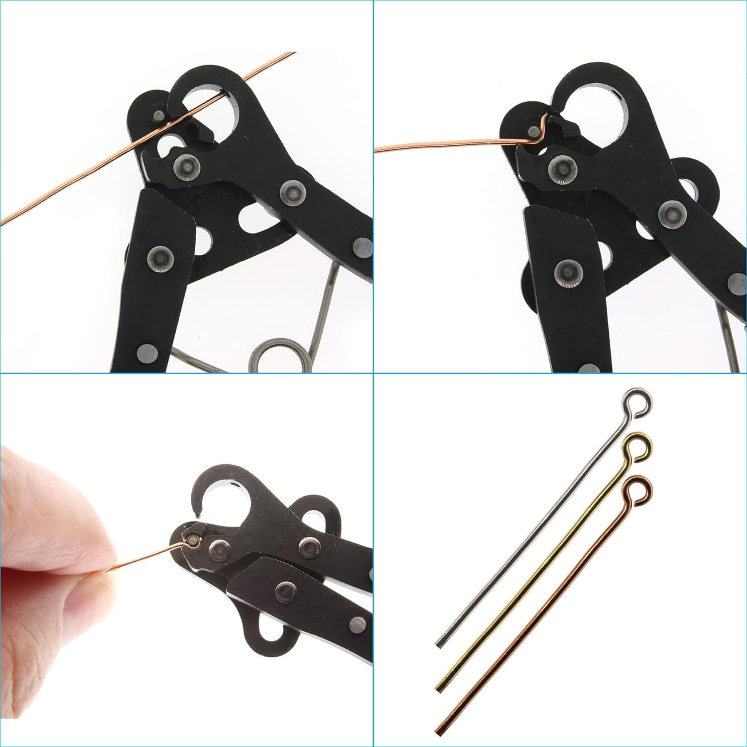 The Beadsmith Looper Kit - Includes a 1-Step Looper Plier (2.25 mm) & 2 Tarnish-Resistant 20 Gauge Wire Spools, 15 Yards Each in Silver & Gold – Create Consistent Loops for Wire Jewelry in One Step