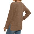 thumbnail image 3 of VBTAPA Womens Ribbed Knit Tunic Tops Square Neck Long Sleeve Knitted Sweater Side Split Casual Pullover Going Out Blouse Clearance Sale Khaki XXL, 3 of 8