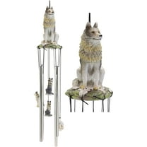 Ebros Gray Wolf Sculptural Wind Chime Resonant Relaxing Patio and Garden Chimes