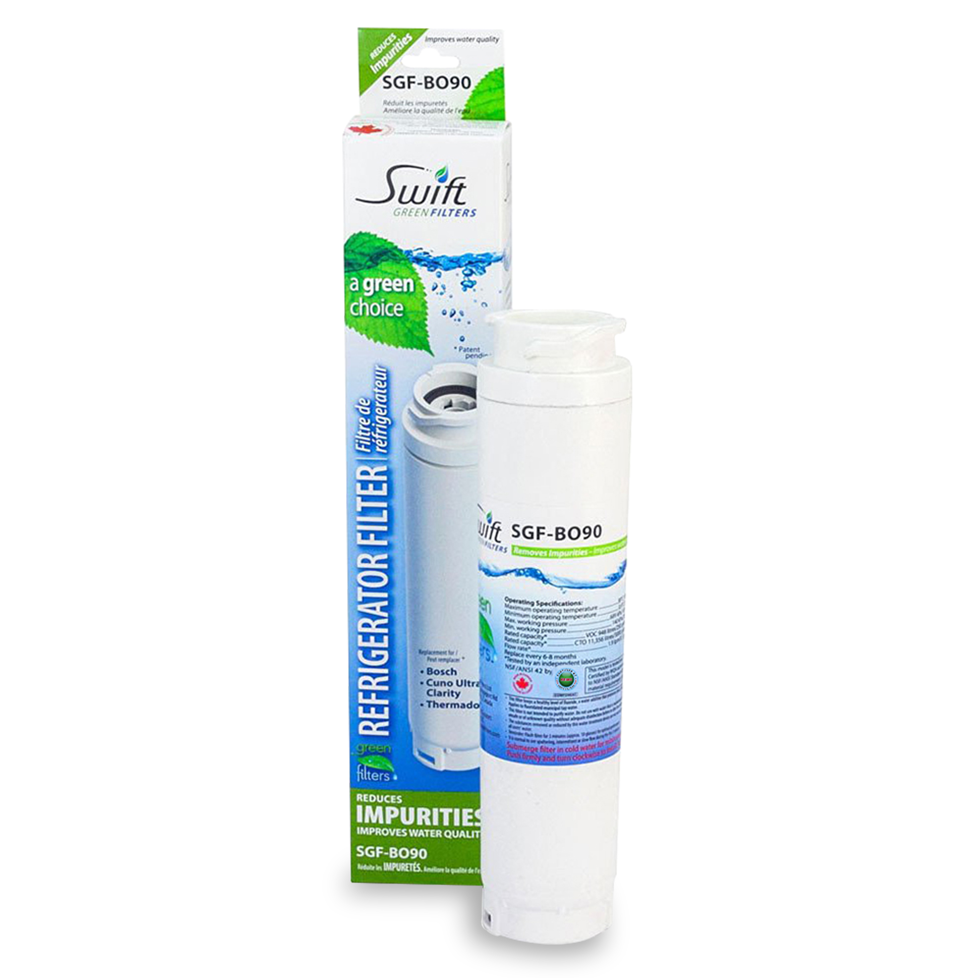 Swift Green Filters SGF-BO90 Replacement for Bosch 644845 Refrigerators Water Filters(Pack of 3)