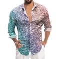 thumbnail image 1 of SHIXIAOO Chemise à Manches Longues à Paillettes pour Hommes Mardi Mode Numérique 3D Imprimée Col à Revers Chemise Boutonnée Haut de Pyjama pour Hommes Chemise à Manches Courtes Boutonnée Chemise Courte pour Hommes Grande Chemise pour Hommes Petite Chemise Légère pour Hommes, 1 of 4