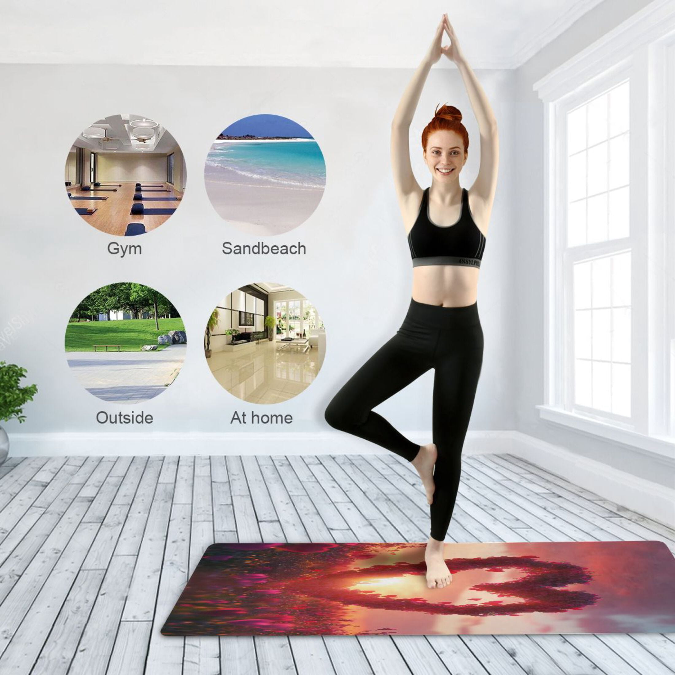 BZSMCE Yoga Mat Women Heart Shaped Rose Fitness Mat