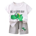 thumbnail image 1 of Vêtements Garçon Dinosaure T-Shirt à Manches Courtes Ensemble T-Shirt et Short Col Ras du Cou Garçons d'Été 3-6 Mois Pyjama Garçon Mode Garçon, 1 of 4