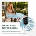 thumbnail image 3 of Round Outdoor Tablecloth with Umbrella Hole and Zipper, Teal Blue Palm Leaf Tablecloth with Elastic Waterproof, Summer Coastal Botanical Tropical Patio Table Covers for 36" - 44" Picnic Pool Tables, 3 of 7