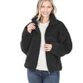 thumbnail image 2 of Women's Drawstring Hem Zipper Front Mock Neck Fleece Cotton Candy Sherpa Jacket with Pockets, 2 of 6