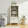 thumbnail image 3 of CQSXDA 53.5" Retro Storage Cabinet with Three Doors and Drawers, Ideal for Entryway, Hallway, and Garage Organization，Antique White, 3 of 10