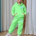 thumbnail image 5 of Girls' Long Sleeve Pant Sets - Girls Casual Print Hoodie And Pants Fashionable Two Piece Outfit For Kids Comfortable Athleisure (Green,4-5 Years), 5 of 7