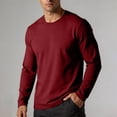 thumbnail image 2 of Daiosportswear Men's Cotton Crewneck T-Shirts Long Sleeve Plain Tee Moisture Wicking Casual Solid Color Tshirts Wine M, 2 of 8