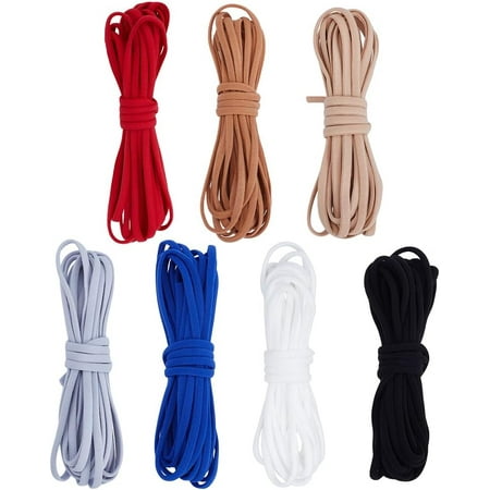 38 Yards Nylon Elastic Cord 7 Colors Flat Nylon Cord 5mm Wide Stretch Cord Elastic Strings Chinese Knotting Cord Fabric Threads for Crafting Sewing Macrame Jewelry Making