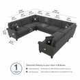 thumbnail image 3 of Coventry 125W U Shaped Sectional Couch in Charcoal Gray Herringbone Fabric, 3 of 7