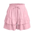 thumbnail image 7 of TRUBKH Skorts for Women 2-in-1 High Waist with Lace Up Cute Shorts Tiered Skorts Tennis Golf Shorts Flowy Shorts for Women Boho Pleated Short Skort Skirt Pink S, 7 of 7