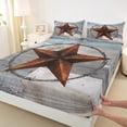 thumbnail image 3 of Manfei Vintage Texas Star Full Size Sheets 4-Piece for Kids Children Teens,Western Theme Breathable Bed Sheets,Lodge Cabin Lightweight Sheet Sets,Lightweight Room Decor, 3 of 7