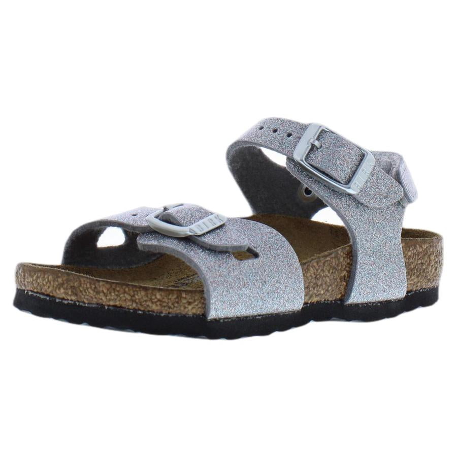 Birkenstock Rio AS Narrow PS Girls Shoes Size 9, Color: Sparkling Light Silver