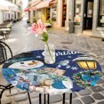 thumbnail image 6 of Navy Blue Snowman Christmas Round Tablecloth for 36-44 Inch Tables,Fitted Table Cover with Elastic Edge,Xmas Gifts Wreath Snowflake Waterproof Outdoor Table Cloth Protector for Patio Garden Dinner, 6 of 9