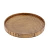 Unique Bargains Kitchen Wooden Round Shaped Rice Meat Dish Plate Tableware Brown 8.2*1cm