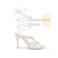 thumbnail image 3 of BLISSFUL STEP Rhines Strappy Lace Up Slingback Stiletto Heel Sandal for Women Silver 9.5, 3 of 6