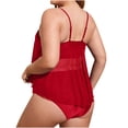 thumbnail image 4 of nerohusy Womens Plus Size Tankini Swimsuits Tummy Control Mesh Ruffle Two Piece Bathing Suits Flounce Swimwear with Shorts,Red,XXXXL, 4 of 7