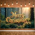 thumbnail image 6 of Red Curtain Christmas Banner Green Lettering Merry Christmas Banner Christmas Tree Decor String Lights Xmas Banner for Christmas Party Family Gathering Indoor Decor, 6 of 9