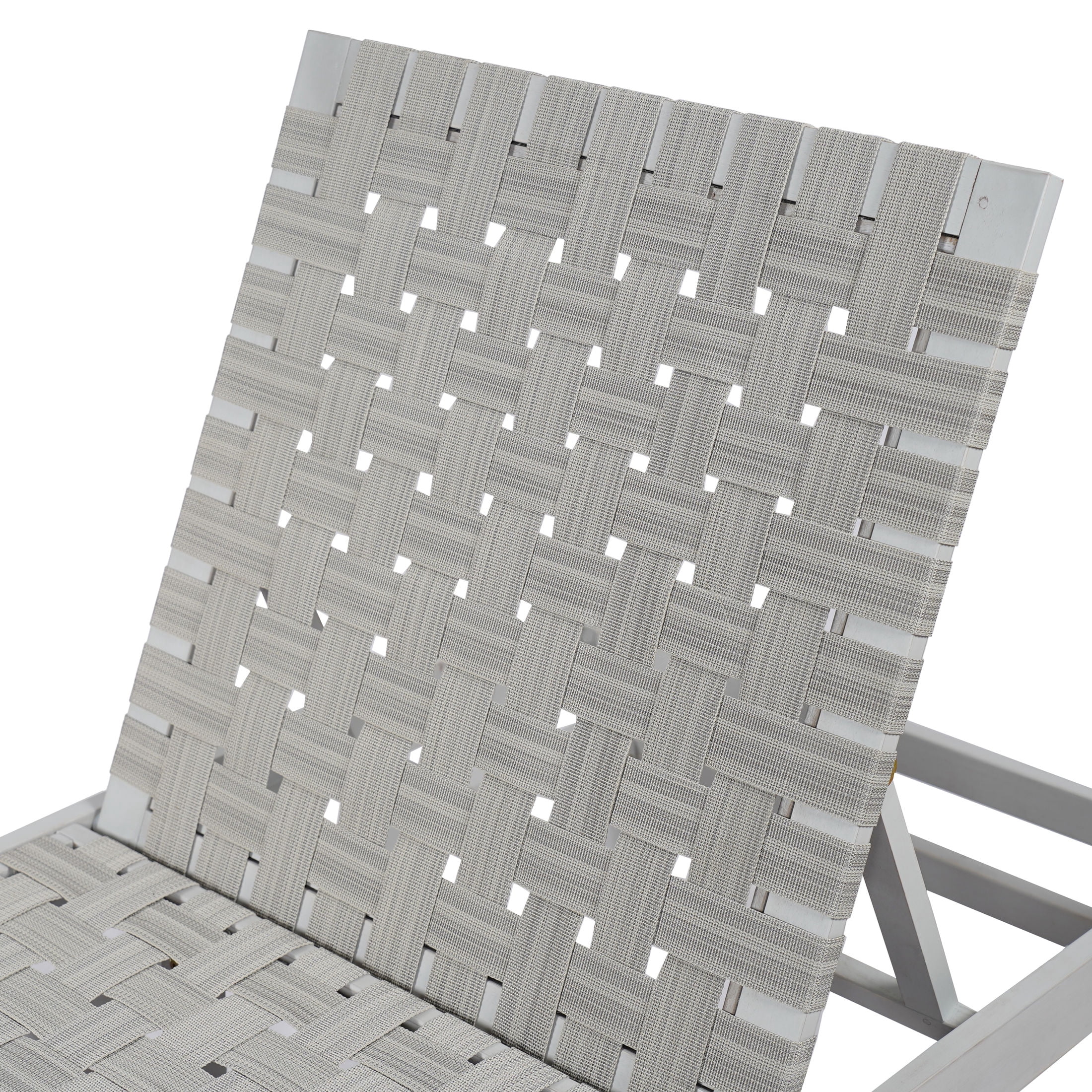 Christopher Knight Home Outdoor Wood Chaise Lounge Chair, Adjustable 4-Position Recliner with Rope Seat, Light Gray, Set of 2