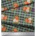 thumbnail image 2 of Soimoi Poly Georgette Fabric Check,Leaves & Rose Flower Print Fabric by The Yard 42 Inch Wide, 2 of 3