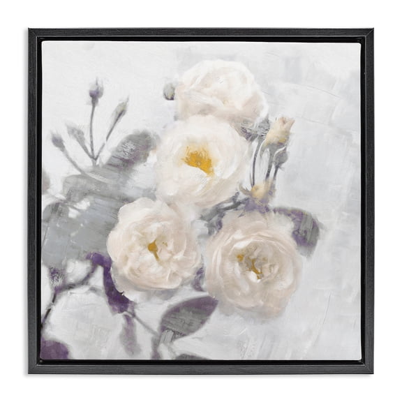 Stupell Industries Transitional Bundle of White Blooms Black Floating Frame Canvas Art, 18 x 18, by Emily Ford