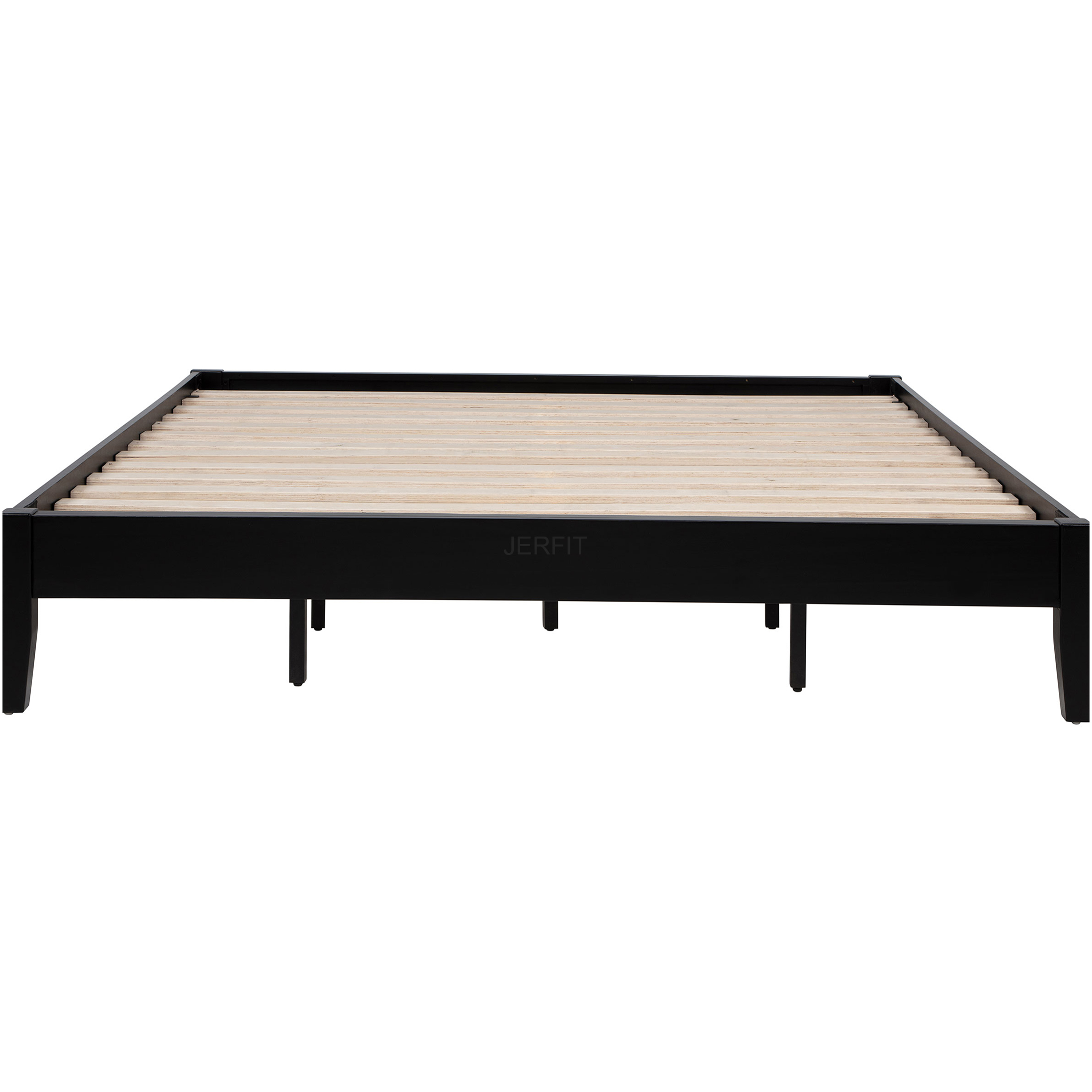 JERFIT Black California King Size Wood Platform Bed Frame, Low Profile Modern Design with Sturdy Support, No Box Spring Needed