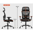 thumbnail image 3 of BestOffice Heavy Duty Big and Tall Desk Chair, 400 Lb Weight Capacity Ergonomic, High, Mesh, Lumbar Support, Wide Seat & Headrest, Black, 3 of 7
