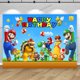 thumbnail image 1 of Fondo personalizado con nombre y edad, tema de Super Mario Bros, fondo para fiesta de cumpleaños de niños y niños, pancarta para baby shower, accesorios de decoración, 1 of 5