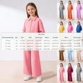 thumbnail image 3 of KyCheLot Girls Casual Set Schoolwear Long Sleeve Button down Shirt and Wide Leg Pants with Pockets 2 Piece Outfit 7-12Years, 3 of 7