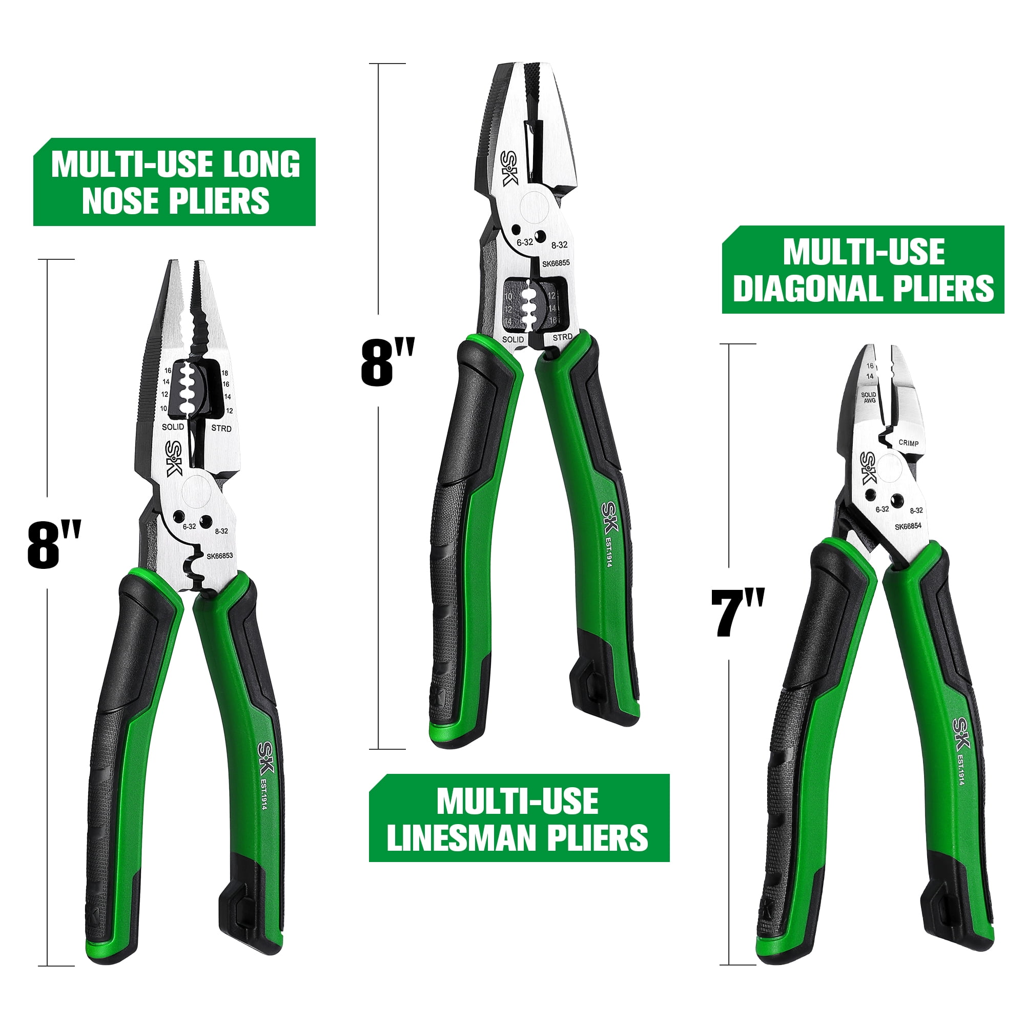 SK Hand Tools SK01326 3 Piece Pliers Set