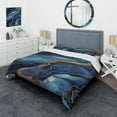thumbnail image 1 of Designart "Abstract Illusion Blue and Gold Marble V" Abstract Marble Bedding Covert Set - Abstract Blue Modern Bed Set With 2 Shams, 1 of 6