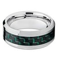 thumbnail image 2 of Silly Kings Jewelry Tungsten Wedding Band Green Carbon Fiber 8mm Tungsten Carbide Ring Anniversary Comfort Fit (10), 2 of 3