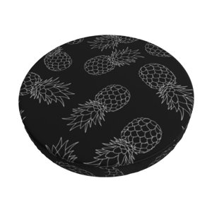 Easygdp White Pineapples Print Easy To Install Bar Stool Covers&Stool Covers Round&Elastic Stool Cover, Barstool Covers,Washable&Bottom With Elastic Edge-13 inch